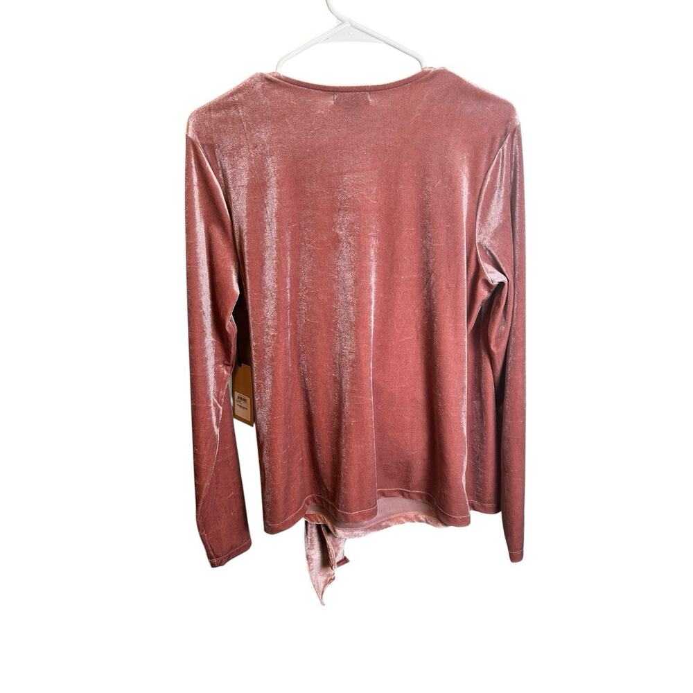 NWT Nordstrom Halogen Blush Pink Velvet Faux Wrap Blouse Size Large - Picture 4 of 5